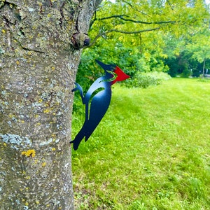 Metal Wood Pecker /  wood pecker Bird / Coloured Bird / Tree Bird / Bird Decor / Metal Yard Art/ Home Decor /Cottage Decor /Canadian Gift