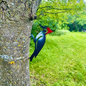 Metal Wood Pecker / wood pecker Bird / Coloured Bird / Tree Bird / Bird Decor / Metal Yard Art/ Home Decor /Cottage Decor /Canadian Gift image 1