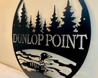 Custom Loon Cottage Sign / Custom Loon sign / Loon sign / Forest and Loon Sign / Lake Sign / Custom Lake Sign / metal loon sign outdoors