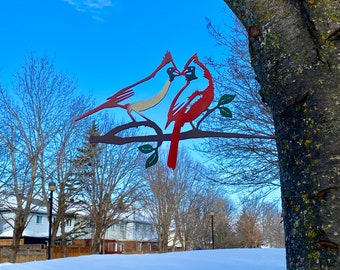 Metal Cardinal Couple / Metal Love birds / Metal birds / Cardinal / Female and male cardinal / bird gift / gift for mom / gift for her /