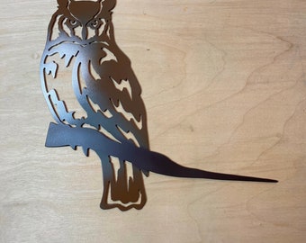 LARGE Metal Horned Owl / Metal Owl / Metal Bird for Tree / Metal Decor for tree / Owl Gift / gift for owl lover / gift for mom / gift  her