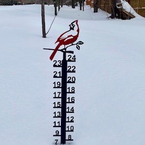Cardinal Snow Gauge / Cardinal Metal Snow Ruler / Snow Ruler / Metal Snow Gauge / Gift for her / Gift For bird lover / Cardinal Fan Gift