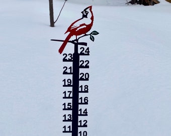 Cardinal Snow Gauge / Cardinal Metal Snow Ruler / Snow Ruler / Metal Snow Gauge / Gift for her / Gift For bird lover / Cardinal Fan Gift