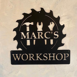 Letrero de metal personalizado para taller o garaje/Regalos para él/Regalo personalizado/Cueva del hombre/Letrero de metal/Decoración de metal/Regalo del día del padre/Regalo para papá