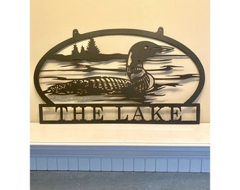 Custom Lake Metal Sign / Custom Cottage Sign/ Personalized Wall Decor / Duck /Loon Sign / Cottage Decor/ Home Decor / Wall Art Canadian Art