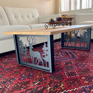 Forest Landscape Metal  Coffee Table Legs  (LEGS ONLY /  Metal legs / Metal Coffee Table legs / Pattern Metal legs / Cottage Coffee Table