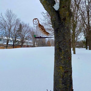 Barn owl metal bird / metal owl / metal owl bird / owl gift / barn own / bird for tree / gift for her / gift for owl lover / owl / Canadian image 2