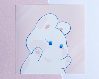 Squishy Bunny | Square Art Print | Cute Art Print | Kawaii Art Print | Wall Art Print | Art Print | Kawaii Decor