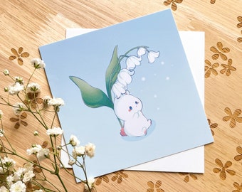 Lily of the Valley Bunny | Square Art Print | Cute Art Print | Kawaii Art Print | Wall Art Print | Art Print | Kawaii Decor