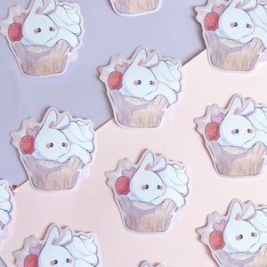 Cupcake Bunny Sticker| Anime | Cute Anime Stickers | Kawaii Stickers | Die Cut Stickers | Laptop Stickers | Waterbottle | Decal