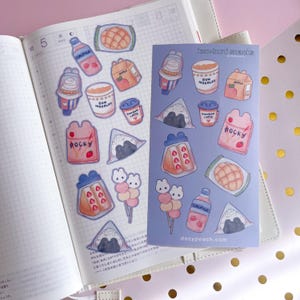 Konbini Bunny Snack Sticker Sheet | Cute Anime Stickers | Kawaii Stickers | Die Cut Stickers | Planner | Journaling | Decal