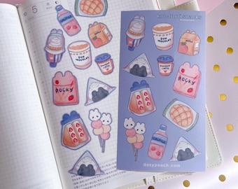 Konbini Bunny Snack Sticker Sheet | Cute Anime Stickers | Kawaii Stickers | Die Cut Stickers | Planner | Journaling | Decal