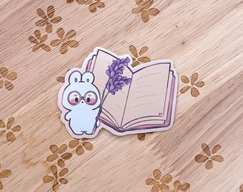 Book Lover Bunny Sticker | Anime | Cute Anime Stickers | Kawaii Stickers | Die Cut Stickers | Laptop Stickers | Waterbottle | Decal