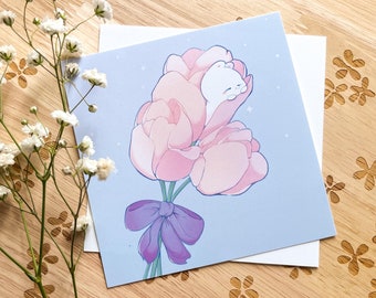Tulip Bunny | Square Art Print | Cute Art Print | Kawaii Art Print | Wall Art Print | Art Print | Kawaii Decor
