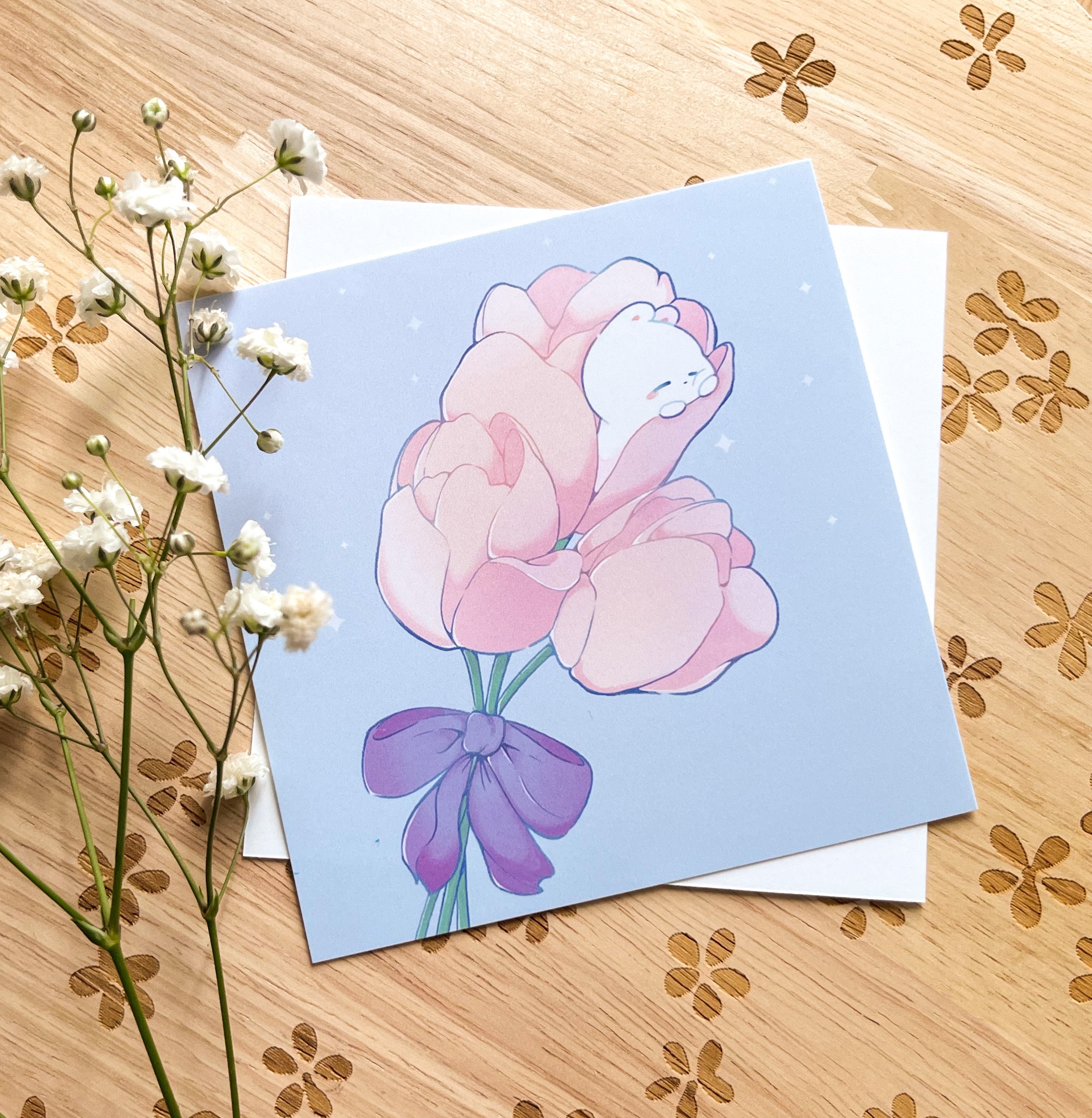 Tulip Bunny | Square Art Print | Cute Art Print | Kawaii Art Print ...