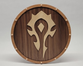 World of Warcraft Horde Shield: Maple, Cherry, and Walnut Wood Decor