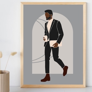 Boss Man, Successful Man Art, Black Man Print, Black Man Art, Fashion, Black Boy Art,  Boho Print, Printable Wall Art, INSTANT DOWNLOAD