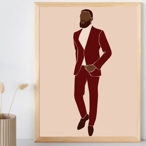 Black Man Print, Boss Man, Successful Man Art, Black Man Art, Fashion, Black Boy Art, Earth Tone Art, Printable Wall Art, INSTANT DOWNLOAD
