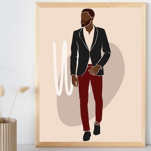 Successful Man Art, CEO, Black Man Art, Black Man Print, Boss Fashion, Black Boy Art, Earth Tone Art, Printable Wall Art, INSTANT DOWNLOAD