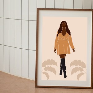 Black Woman Art, Big Beautiful Women Art, Boho, Body Positive, Fashion, Tone Art, Curvy Women Wall Art, Printable Wall Art, INSTANT DOWNLOAD