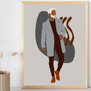 Black Man Print, Boss Man, Successful Man Art, Black Man Art, Fashion, Black Boy Art, Earth Tone Art, Printable Wall Art, INSTANT DOWNLOAD