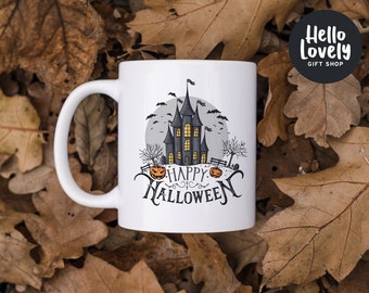 Halloween, Halloween Mug, Halloween Gift, Halloween 2021, Haunted House, Spooky Mug, Happy Halloween Ceramic Mug 11oz