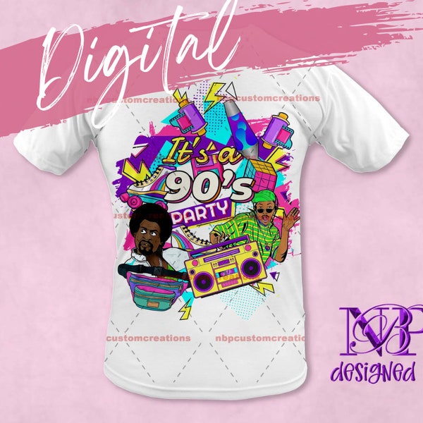 13x19 digital t-shirt templated 90s party fresh prince martin PNG instant download