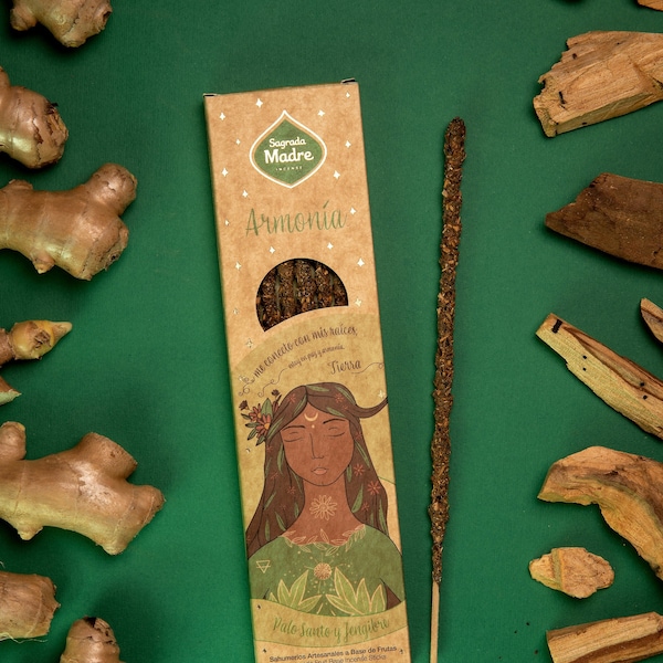 Palo Santo with Ginger Incense Sticks, Palo Santo and Ginger Incense, Sagrada Madre, Organic Incense Sticks, Handmade Incense, Organic Herbs