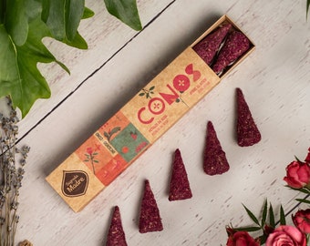 Rose Incense Cones, Incense Cones, Rose Incense Sticks, Sagrada Madre, Red Roses, Herbal Smudge, Dry Herbs, Meditation Incense, Rose Oil