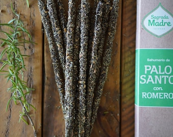 Palo Santo & Rosemary Incense Sticks, Handmade, Sagrada Madre, Meditation Tool, Purifying Sticks, Holy Wood