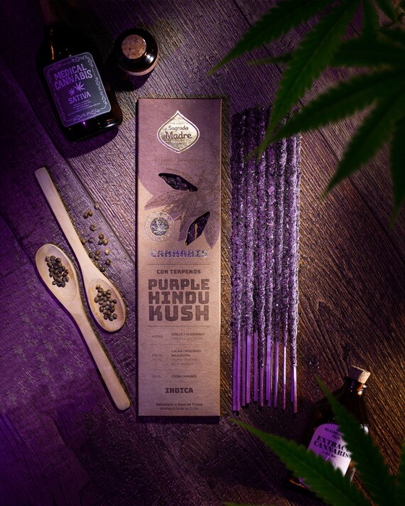 Purple Hindu Kush Incense Sticks: Cherry Almond Terpenes, Calming