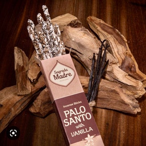 Vanilla Incense, Palo Santo & Vanilla Hand Made Incense Sticks, Artisanal Organic Incense, Calming Aroma, Ceremonial Incense, Sagrada Madre