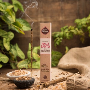 Palo Santo and Frankincense Stick Energy Cleansing Organic Natural Handmade Burning Stick Soothing Relaxing Purifying Tool, Sagrada Madre