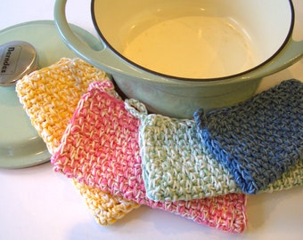 7" Square Cotton Pot Holder In Hand Made Crochet In A Choice Of 4 Colours