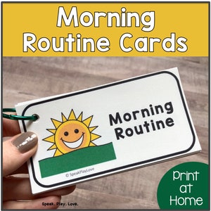Biglietti stampabili per la routine mattutina per bambini, lavagna a fogli mobili per la routine mattutina dei bambini, opuscolo, lista di controllo, pianificazione visiva, scarica e stampa a casa!