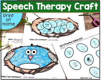 Printable Speech Therapy Craft, Articulation Worksheets, Cut and Glue Activity, Speech and Language Lessons and Materials