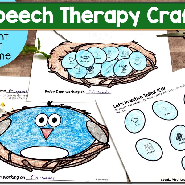 Printable Speech Therapy Craft, Articulation Worksheets, Cut and Glue Activity, Speech and Language Lessons and Materials