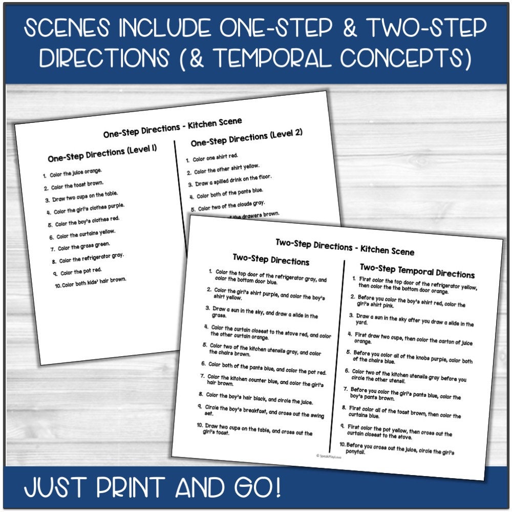 Printable Following Directions Coloring Pages, Speech Therapy Coloring ...