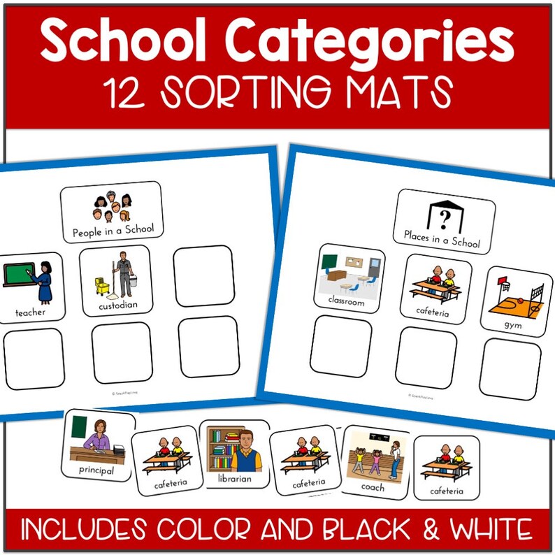Printable School Category Sorting Activity, Speech Therapy, Special ...