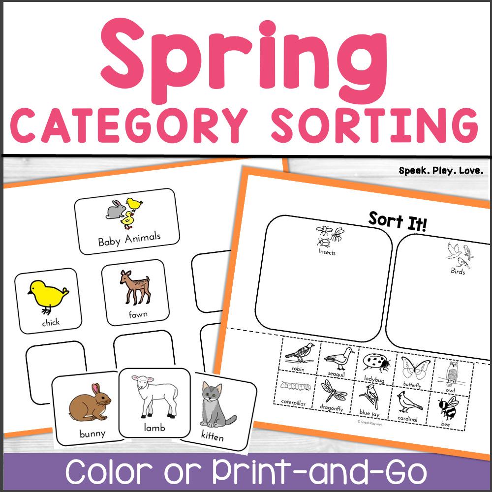Sort By Class Aba Example Printable Spring Category Sorting Activity, Speech Therapy, Special ...