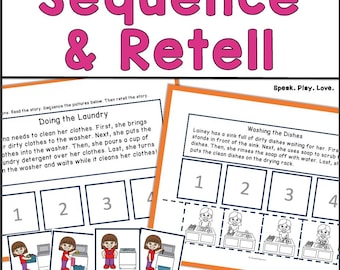 Sequencing Cards: Speech Therapy 4-Step Stories (Digital Download)