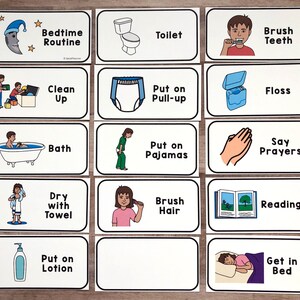 Printable Bedtime Routine Cards for Kids, Night Visual Schedule ...