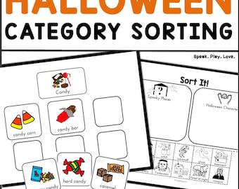 Halloween Category Sorting Activity, Preschool Printable (Digital Download)