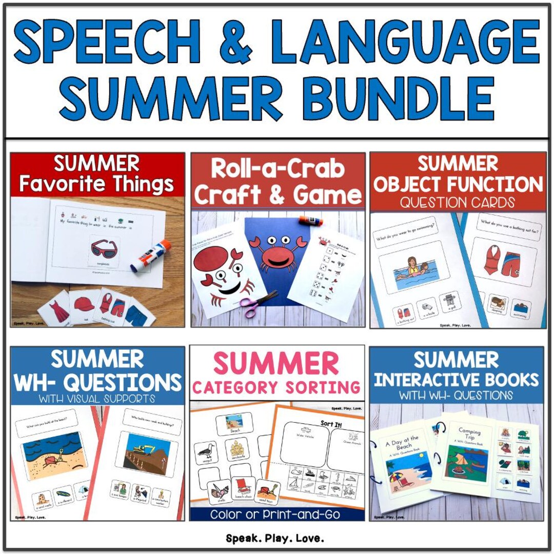Printable Summer Speech Language Therapy Activities, Homework ...