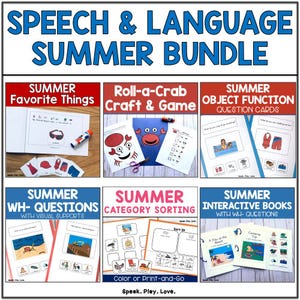Printable Summer Speech Language Therapy Activities, Homework, Interactive Books, Wh Questions, Special Education, Autism, ABA, Preschool