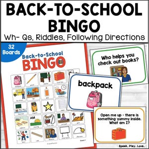 Activité de bingo à imprimer pour la rentrée, 32 planches de bingo, apprentissage des langues, jeu pour l'école à la maison, matériel d'orthophonie et devoirs, ESOL