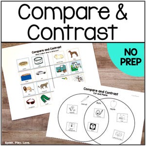 Compare and Contrast, Venn Diagrams, Use with or without supports, Speech Therapy Materials, English Language Arts, Autism Activity, ESOL
