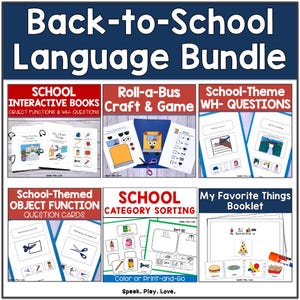 Back-to-School Speech Language Therapy Activities - Printable, Interactive Books, Wh Questions, Special Education, Autism, ABA, Preschool