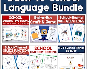 Back-to-School Speech Language Therapy Activities - Printable, Interactive Books, Wh Questions, Special Education, Autism, ABA, Preschool