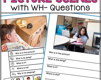 WH Question Picture Scenes: Speech Therapy Worksheets (Printable PDF)